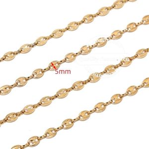 1 Meter Roestvrije Gold Mariner Link Kettingen Voor Mannen Vrouwen Ketting Armband Maken Koffieboon Chains Bevindingen