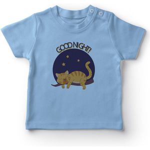 Angemiel Baby Slapen Kat Baby Boy T-shirt Blauw
