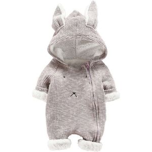 Pasgeboren Baby Baby Winter Rompertjes Jongen Meisje Cartoon Hooded 3d Oor Romper Jumpsuit Kleding Solid Zachte Schattige Baby Rompertjes Jubpsuit