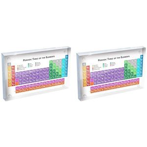 -2PCS Kleur Periodieke Tafel Display Met S, Acryl Chemische S Periodieke Tafel Kleur Afdrukken Voor Ambachten Decor