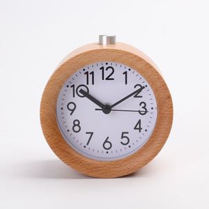 Handgemaakte Houten Wekker Voor Kinderen Tafel Klok Hout Stille Licht Klok Met Achtergrondverlichting Soort Naald Lichtgevende Functie
