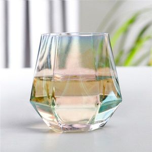 Geometrie Whiskey Glas Diamant Kristal Glas Cup Gouden Velg Transparante Koffie Melk Thee Mok Thuis Bar Drinkware Paar