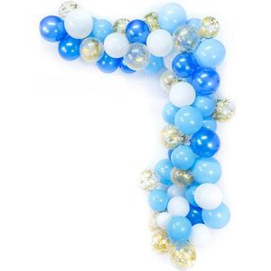 70Pcs 12Inch Blauw Wit Gouden Ballonnen Boog Confetti Set Charmante Verjaardag Party Wedding Anniversary Baby Shower Decoratie