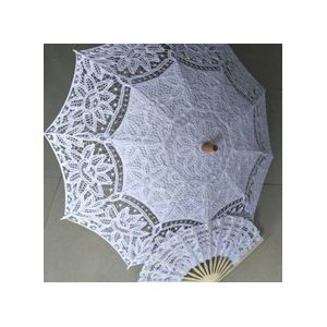 Battenburg Lace Parasol en Fan set Bruiloft Paraplu Fan Set Lace Fan En Wedding Paraplu Kant Parasol