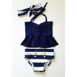 Baby Winkel Zomer Kids Meisjes Streep Bikini Pak Kostuum Swimmable Outfits Badpak 3-7Y