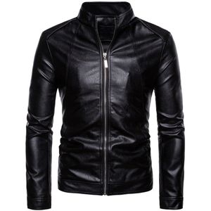 Mens Biker Moto Jas Stand Kraag Motorfiets Faux Leather Casual Jassen Mode Man Zwart PU Jas Met Lange Mouwen Grote Maat 5xl