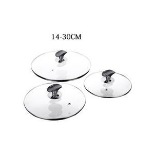 14-30CM Universele Kookgerei Cover Gehard Glazen Deksel Voor Koekenpan Steelpan Kookpot Wok Met Knop Keuken fornuis Accessoires