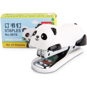 1pc Leuke Panda Plastic Student Gebruik Kantoorbenodigdheden Draagbare Leuke Nietmachine Mini Kleine Effen Zonder Nietmachine Voor Nr 10 nietjes