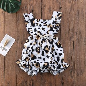 Pudcoco Newborn Baby Girl Clothes Leopard Print Sleeveless Ruffle Romper Jumpsuit One-Piece Outfit Cotton Sunsuit Clothes Summer