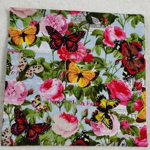 Levendige Vlinder Vliegen In Blossom Bloem Katoenen Stof Rose Dramatische Afdrukken Kleurrijke Patchwork Textiel Tissue Decor Thuis
