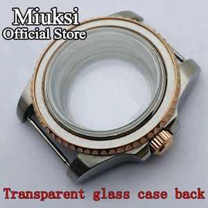 Miuksi 40Mm Rose Gold Case Saffierglas Voor Sub Horloge Fit ETA2836 NH35 NH36 Mingzhu DG2813 3804 Miyota8205 8215 821A Beweging