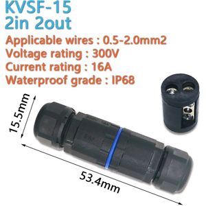 IP68 Waterdichte Kabel Connector KVSF-15 2 In 2 Out 2Pin 3Pin 4Pin 5Pin Elektrische Terminal Adapter Wire Connector Led Licht