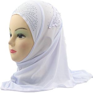 Meisjes Hijab Kids Moslim Mooie Borduurwerk Hijab Islamitische Mode Sjaal Sjaals Bloem Patroon ongeveer 45cm