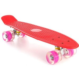 22 Inch Vier-Wiel Mini Longboard Pastel Kleur Skateboard Board Met Led Knipperende Wielen Retro Skateboard