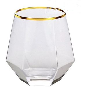 Diamant Zeshoekige Transparante Glazen Whiskey Cocktail Bier Glas Dik Base Huishoudelijke Water Glazen Beker Voor Koffie Melk Thee