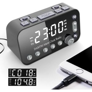 KKMOON Digital Alarm Clock DAB & FM Alarm Clock Radio, Dual USB Charging Port LCD Display Backlight Volume 3 level Brightness
