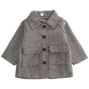 Baby Meisjes Wollen Jassen Bovenkleding Lente Grijs Rooster Kinderen Jassen Winter Kleding Mode Windjack 2-5 jaar oud