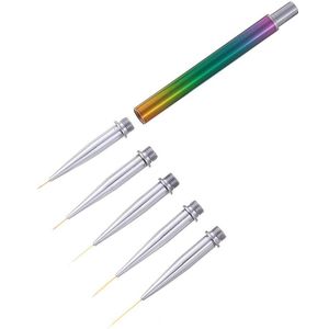 1 Pc Uv Gel Tekenen Schilderen Brush Pen Nail Art Brush Voor Manicure Diy Tool Gradient Paarse Kleur Borstel Wit handvat