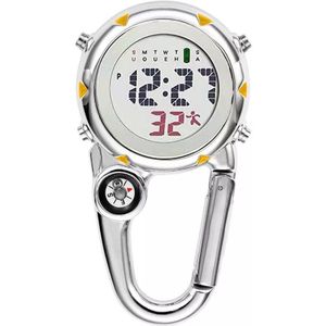Personaliseer Aanpassen Graveren Met Uw Naam Outdoor Sport Haak Fob Zakhorloge Clip Multifunctionele Carabiner Horloge