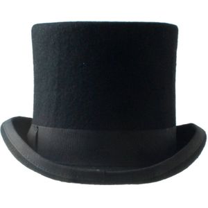 15 cm (5.89 inch) Zwart Wol Steampunk Hoed Voor Mannen raditional Fedora Hatter Top Hat Vrouwen Sam Bever kerk Hoed