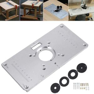 Router Tafel Plaat 700C Aluminium Router Tafel Insert Plaat + 4 Ringen Schroeven Voor Houtbewerking Bankjes, 235Mm X 120Mm X 8Mm (9.3Inch