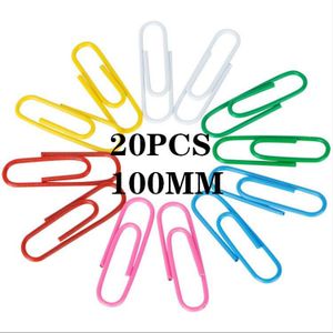 20Pcs 100Mm Grote Kleur Plastic Gecoat Papier Clip Cartoon Paperclip