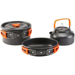 Ultralichte Draagbare Outdoor Camping Kookgerei Waterkoker Pan Sets Aluminium Servies Koken Set Kookgerei Gebruiksvoorwerpen