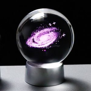 3D Universe Glas Globe Crystal Galaxy Bal Miniatuur Model met Oplaadbare LED Thuis Decoratie Bol Accessoires Astronomie