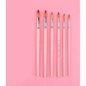 Nylon Haar Aquarel Gouache Borstel Set Pen Professionele Student Art Schilderen Speciale Tip Ronde Hoofd Acryl Verf Beginner 6Pcs