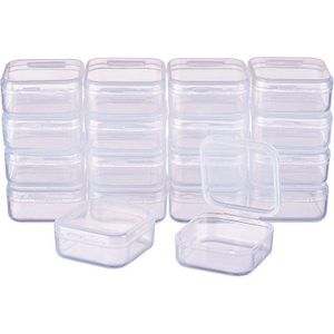 18 stuks Kleine Dozen Vierkante Doorzichtige Plastic Sieraden Opbergdoos Afwerking Container Verpakking Opbergdoos voor Oorbellen Ringen
