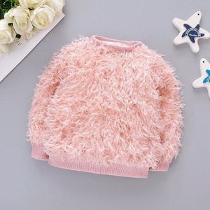 Warm Winter Meisjes Kids Fluwelen Sweatshirt Kinderen Baby Zuigelingen Faux Veer Kwastje Thicken Uitloper Trui Sweatshirts WT883