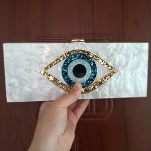 Effen Zwart Patchwork Glitter Evil Eye Acryl PVC Plastic Doos Koppelingen Zomer Strand Reizen Avond Handtassen Vrouwen Acryl Zakken