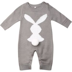 Baby Herfst Winter Kleding Pasgeboren Baby Jongen Meisje Bunny Gebreide Wol Romper Lange Mouwen Warm Bunny Print Playsuit Outfit