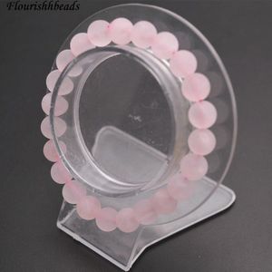 8mm Matte Rose Quartz Stone Ronde Kralen Elastische Lijn Armbanden