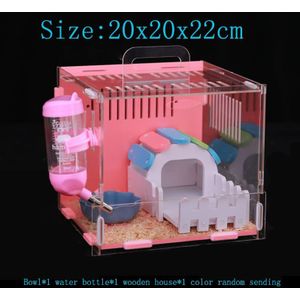 Roze Hamsterkooi Transparante Huis Cavia Kristal Oversized Villa Enkele Dubbele Laag Basic Kooi Hamster Huis