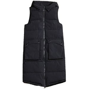 Winter Lange Vest Vrouwen Hooded Mouwloze Solid Plus Size Dikke Parka Vrouw Koreaanse Stijl Losse Ongedwongen Dikke Vrouwen jas