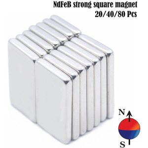 20/40/80/100 Pcs N42 Super Sterke Zilver Blok Vierkante Zeldzame Aarde Neodymium Magneten 10X5X2 Mm Krachtige Neodymium Magneet