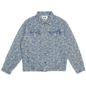 Harajuku Cashew Print Jeans Jas Mannen Revers Losse Casual Windjack Bomber Jacket Veste Homme Streetwear Denim Jassen