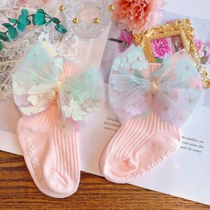 Producten Herfst En Winter Kinderen Sokken Ins Koreaanse Versie Van De Grote Boog Meisje Tube Sokken Baby Gebreide katoenen Sokken