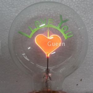 Pak Van 2 G80 E27 Halogeenlamp Edison Retro Gloeidraad Licht (I love u) Hart Lamp Decoratieve