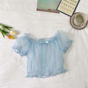 Leuke Lolita Blouse Chiffon Shirt Off Shoulder Top Kawaii Gothic Loli Jurk Kleding Collocatie Ondergoed Pofmouwen BL4352