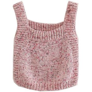 Agong Zoete Tank Truien Vrouwen Mode Slanke Roze Trui Vrouwen Elegante Mouwloze Korte Truien Vrouwelijke Dames Gad