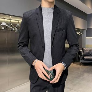 2022 Blazers Mannen Jas Mode Slanke Toevallige Jassen Knappe Masculino Business Jassen Pakken Gestreepte Mannen Blazers Tops