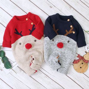 Winter Kerst Pasgeboren Baby Meisje Gebreide Romper Jumpsuit Overall Trui Warme Herfst Herfst Wol Xmas Kleding