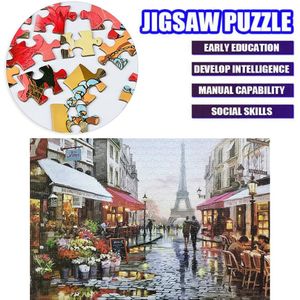 1000Pcs Tower Regenachtige Paar Volwassen Kinderen Legpuzzels Landschap Speelgoed Muur Decor Kids Educatief Speelgoed Voor Kinderen