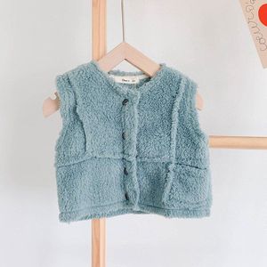 Mode Herfst Peuter Baby Meisjes Vesten Koreaanse Groene Pluche Vest voor Pasgeboren Winter Kids Kinderen Verjaardag Kleding