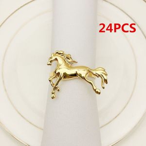 24 Stks/partij Gouden Zilveren Pony Servet Ring Metal Servet Gesp Hotel Servet Houder Geschikt Voor Bruiloft Feestartikelen
