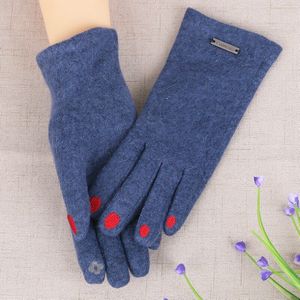 Vrouwen Winter Warm Touchscreen Handschoenen Houden Plus Fluwelen Binnenkant Cashmere Blend Vrouwelijke Nep Nagels Elegante Dunne Handschoenen