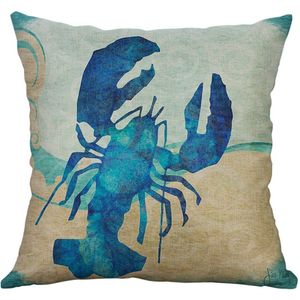 Kussens Lively Creatief Eenvoudige Mediterrane Vlas Retro Schelp Zeedieren Walvis Krab Kussensloop Zachte silla oficina