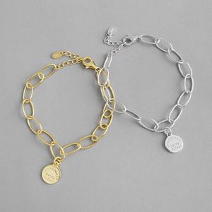 Koreaanse S925 Puur Zilveren Armband Koude Wind Geometrie Engels Ronde Ketting Vrouwelijke Armband Persoonlijkheid Zilveren Ketting Ornament